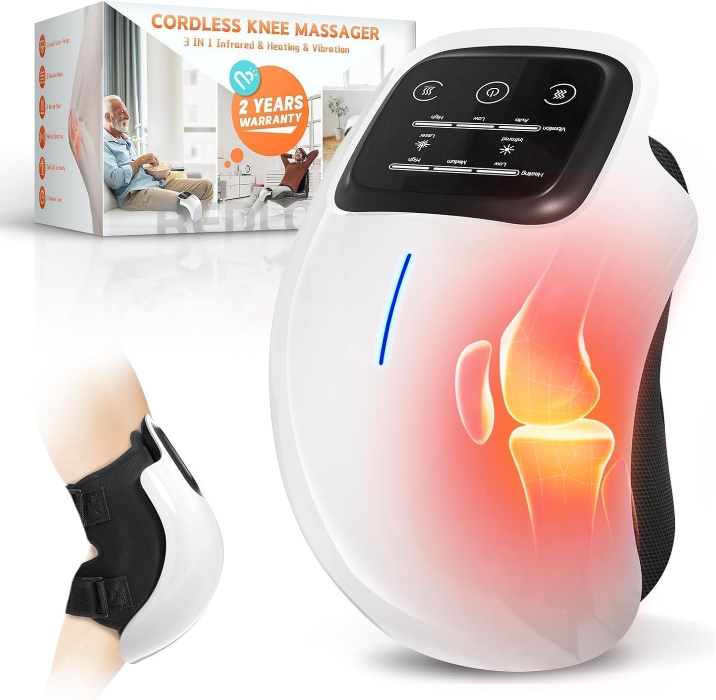 ThermaFlex™ Rechargeable Knee Massager – Cordless Heat & Vibration Therapy for Pain Relief and Relaxation
