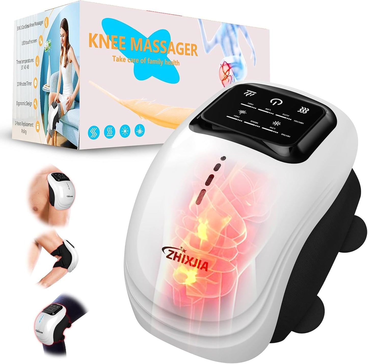 ThermaFlex™ Rechargeable Knee Massager – Cordless Heat & Vibration Therapy for Pain Relief and Relaxation